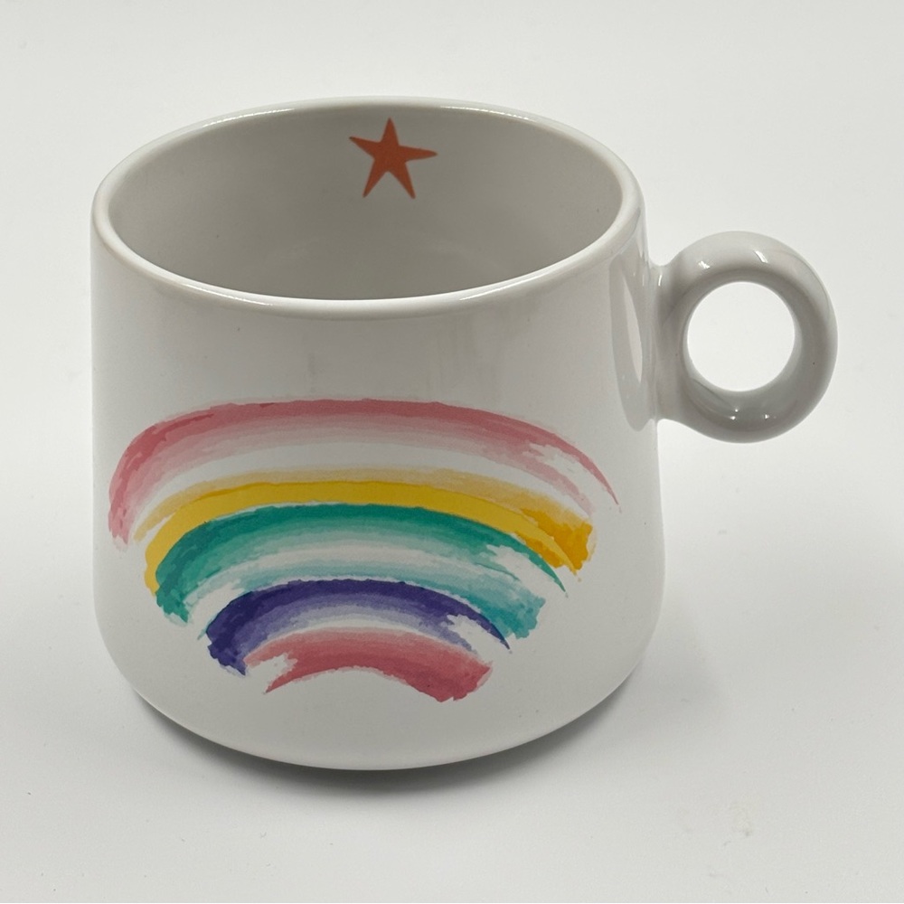 NWT Mainstays Rainbow Striped Stackable Ceramic Mug